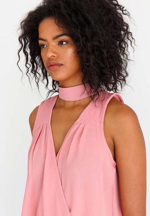 STYLE REPUBLIC - Choker Neckline Blouse Mid Pink