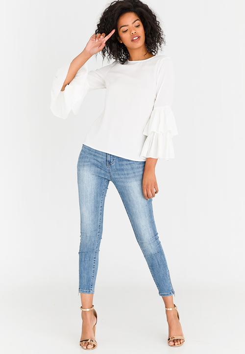 Vero Moda - Dellie 3/4 Frill Top White