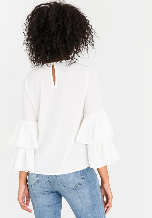 Vero Moda - Dellie 3/4 Frill Top White