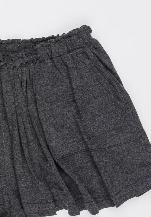 Name It - Gathered Wide Leg Shorts Grey