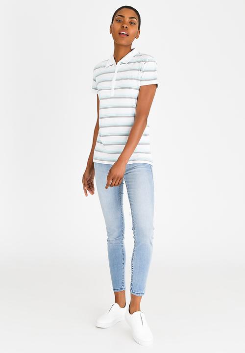 JEEP - Short Sleeve Stripe Golfer White