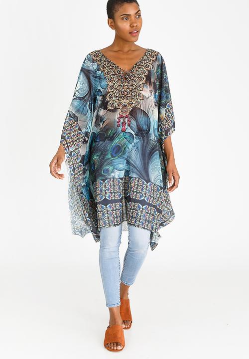 cath.nic - Grecian Mosaic Kaftan Top Blue