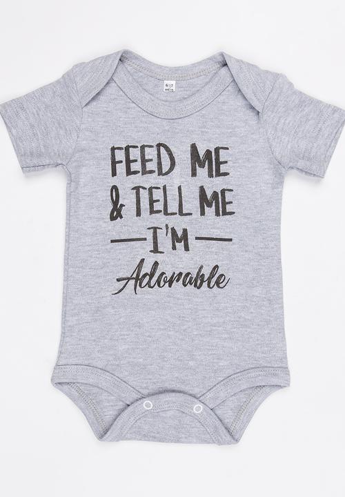 Funky Shop - Slogan Baby Grow Grey