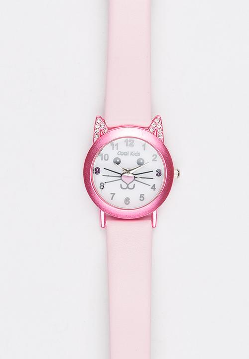 Cool Kids - Girls Kitty Watch Mid Pink