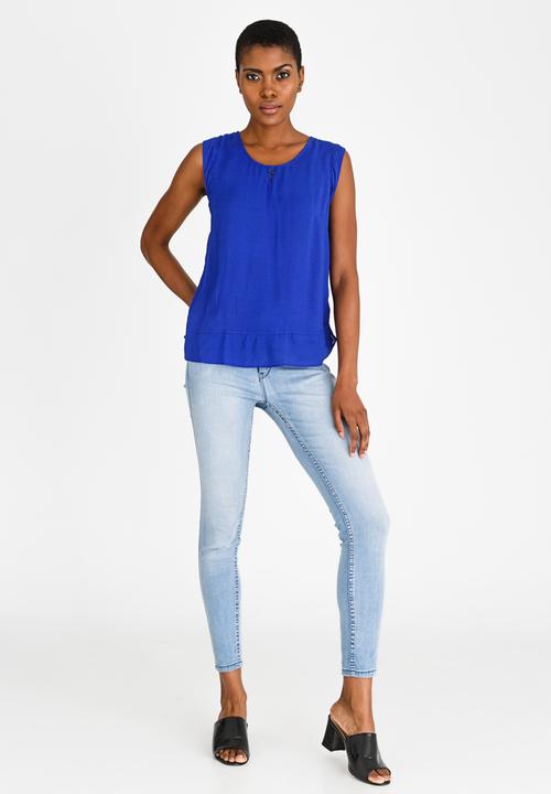 edit - Lace Back Sleeveless Top Blue