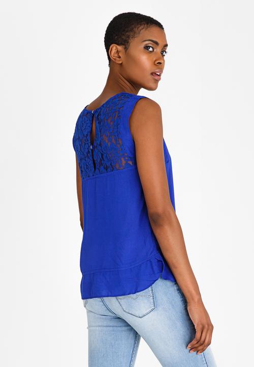 edit - Lace Back Sleeveless Top Blue