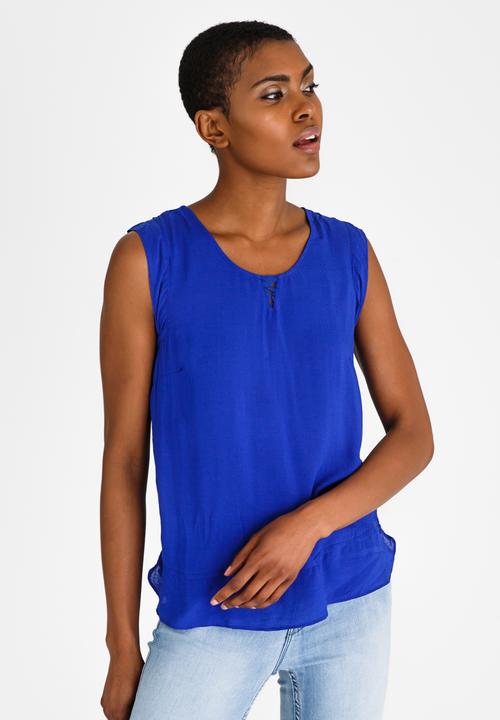 edit - Lace Back Sleeveless Top Blue