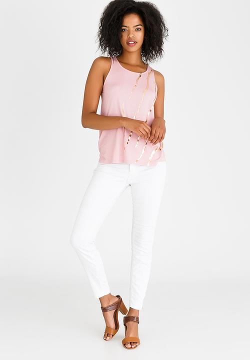 Kate Jordan - Rose Gold Print Vest Pale Pink