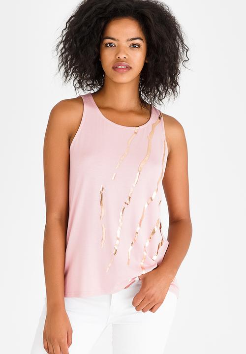 Kate Jordan - Rose Gold Print Vest Pale Pink