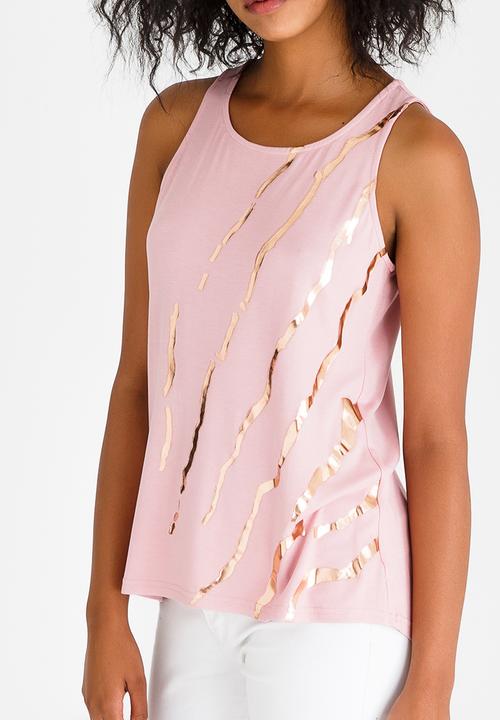 Kate Jordan - Rose Gold Print Vest Pale Pink