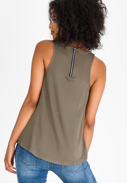 Kate Jordan - Rose Gold Zip Vest Green
