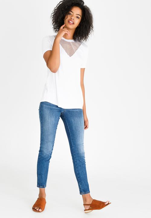 Kate Jordan - Mesh Inset Top White
