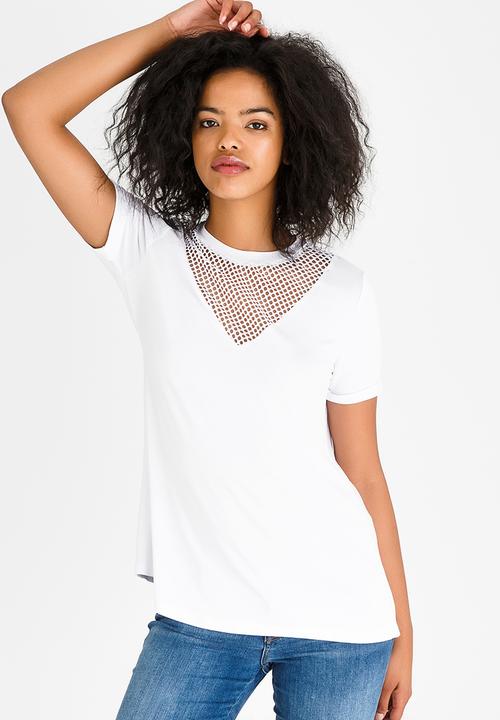 Kate Jordan - Mesh Inset Top White