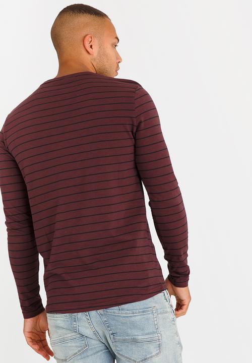 Only & Sons - Panno  Stripe Fitted Tee Burgundy