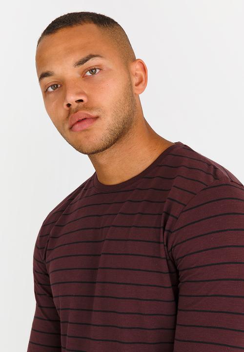Only & Sons - Panno  Stripe Fitted Tee Burgundy