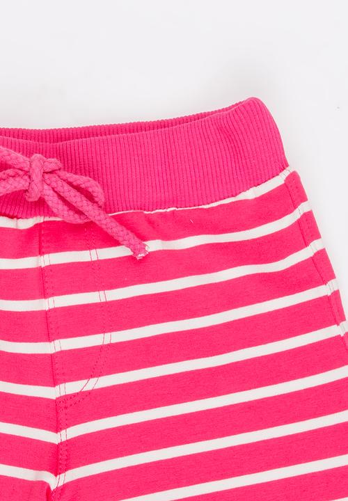 Pop Candy - Girls Stripe Shorts Dark Pink
