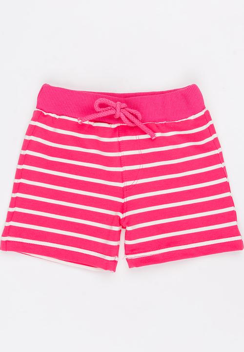 Pop Candy - Girls Stripe Shorts Dark Pink
