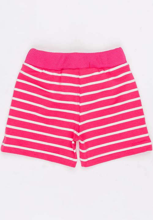 Pop Candy - Girls Stripe Shorts Dark Pink