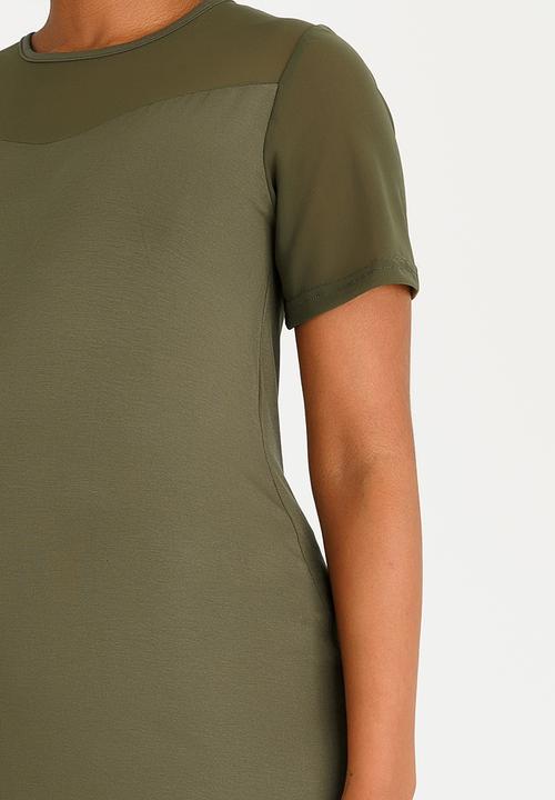 edit Maternity - Mesh Contrast Inset Top Dark Green
