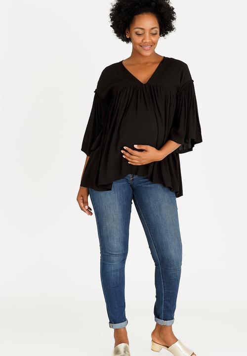 edit Maternity - Flowy Boho Top Black