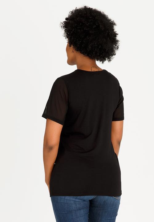 edit Maternity - Mesh Contrast Inset Top Black