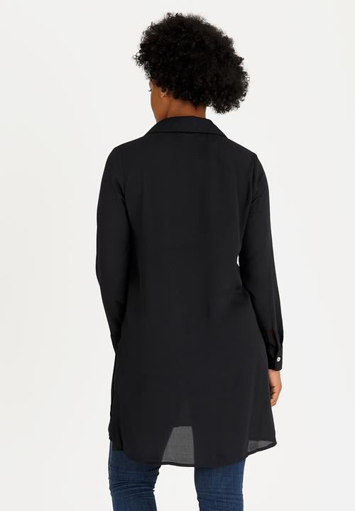 edit Maternity - Longer Length Chiffon Shirt Black