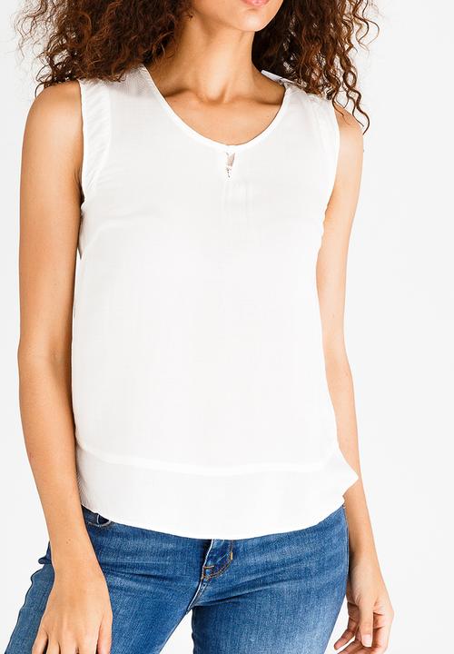 edit - Lace Back Sleeveless Top Cream