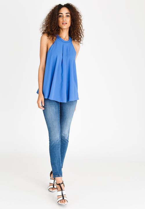edit - Halter Neck Top with Trim Blue