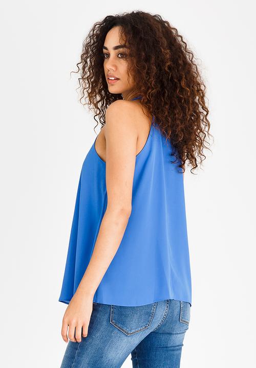 edit - Halter Neck Top with Trim Blue