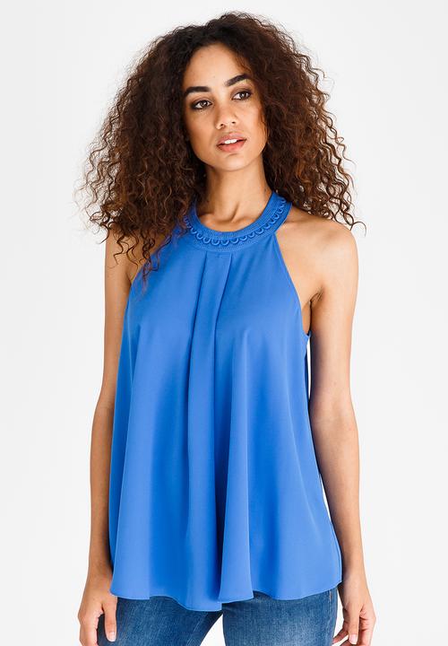 edit - Halter Neck Top with Trim Blue