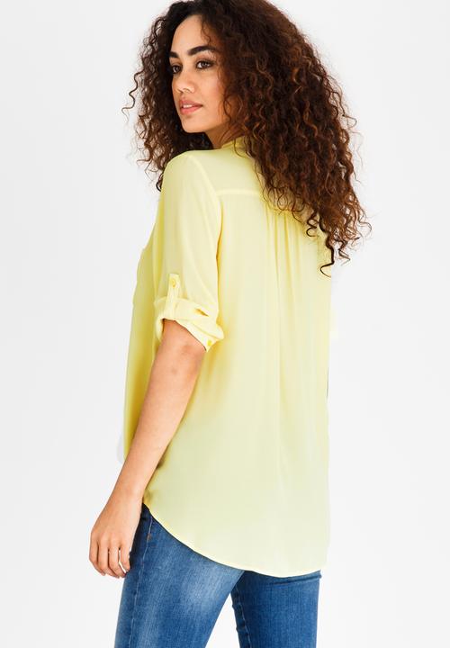 edit - Blouse with Turn Up Sleeves Yellow