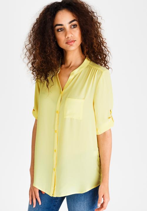 edit - Blouse with Turn Up Sleeves Yellow