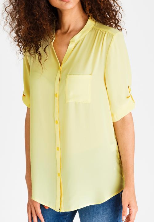edit - Blouse with Turn Up Sleeves Yellow