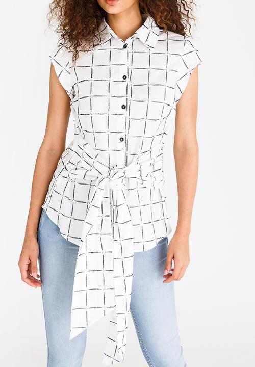 edit - Tie-Up Shirt Black and White