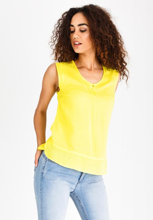 edit - Lace Back Sleeveless Top Yellow