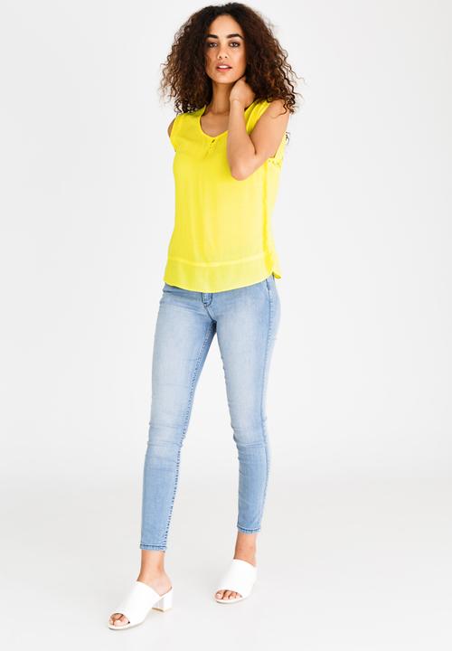 edit - Lace Back Sleeveless Top Yellow