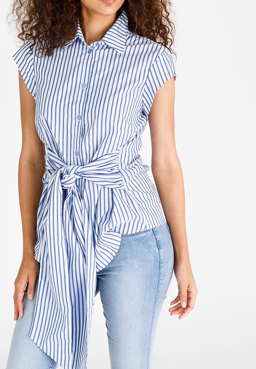 edit - Tie-Up Shirt Blue and White