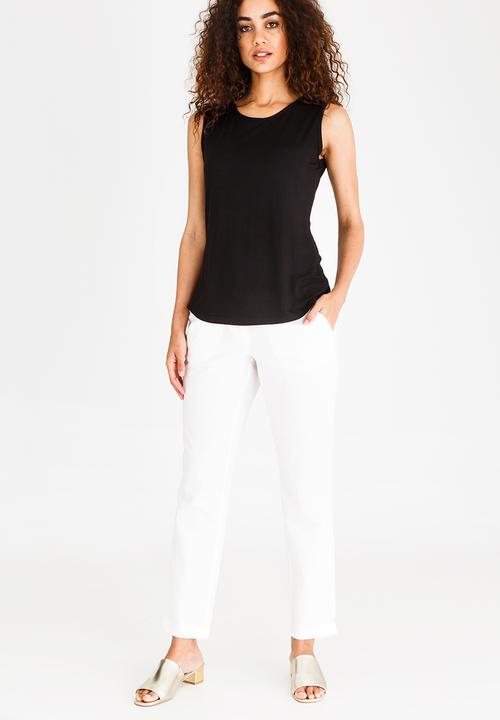 edit - Sleeveless Lace Inset Top Black