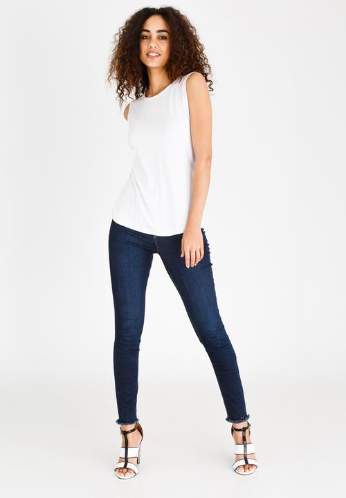 edit - Sleeveless Lace Inset Top White