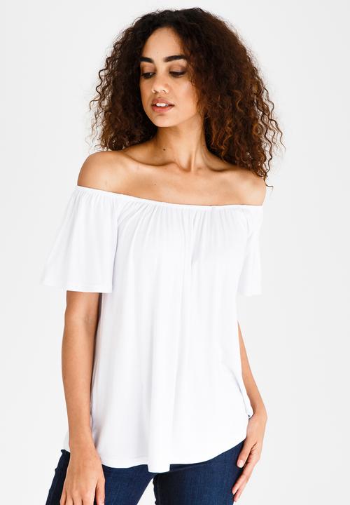 edit - Off-the-shoulder Swing Top White
