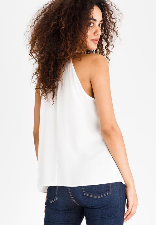 edit - Halter Neck Top with Trim Off White