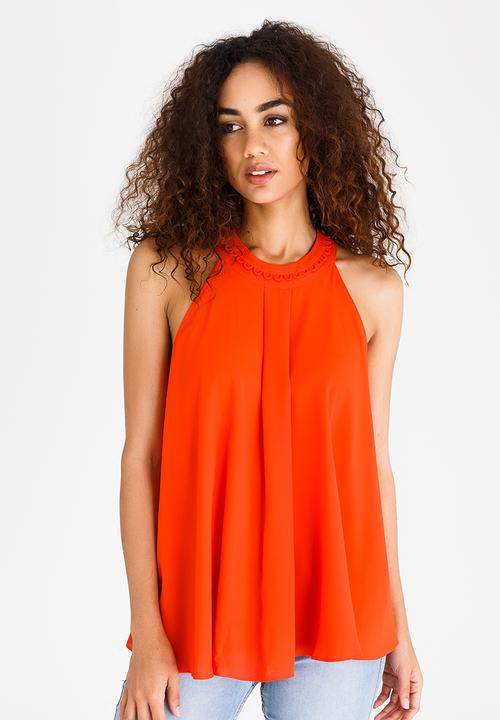 edit - Halter Neck Top with Trim Orange