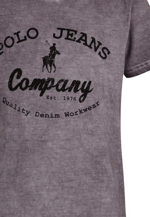 POLO - Printed Pigment Wash Tee Charcoal
