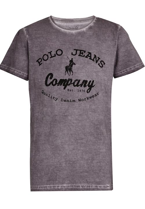 POLO - Printed Pigment Wash Tee Charcoal