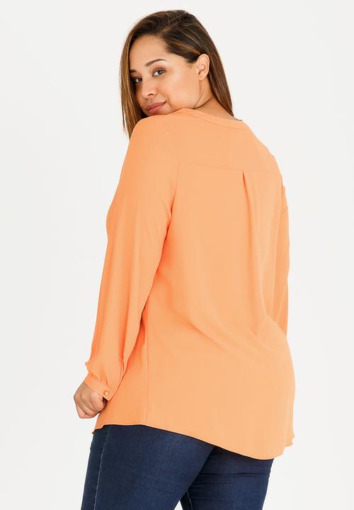edit Plus - Zip Detail Blouse Orange