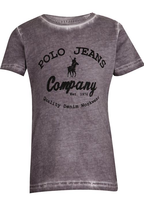 POLO - Printed Pigment Wash Tee Charcoal