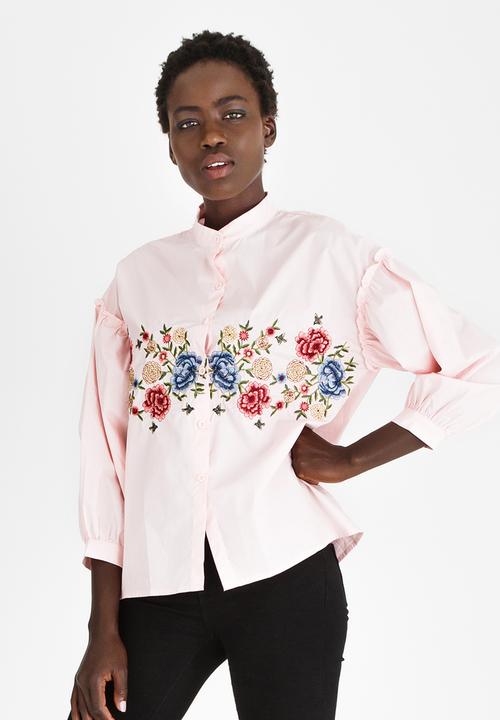 STYLE REPUBLIC - Embroidered Shirt Pale Pink