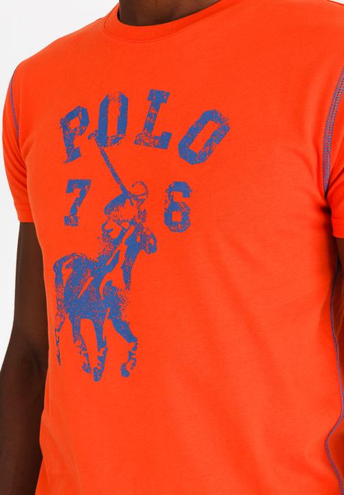 POLO - Distressed Print T Shirt Orange