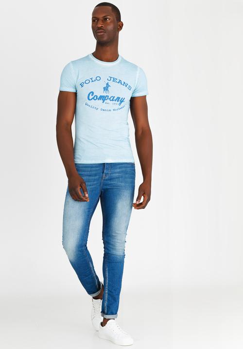 Polo Jeans Co. - Printed Pigment Wash T-Shirt Blue