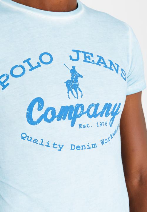 Polo Jeans Co. - Printed Pigment Wash T-Shirt Blue